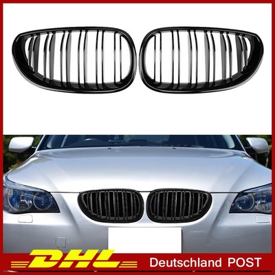 2x Schwarz Doppelsteg Nieren Performance Kühlergrill für BMW 5er E60 E61 04-09