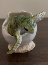 Green Baby Sea Turtle Resin Egg Hatching Figurine 1 turtle approx. 3 inches