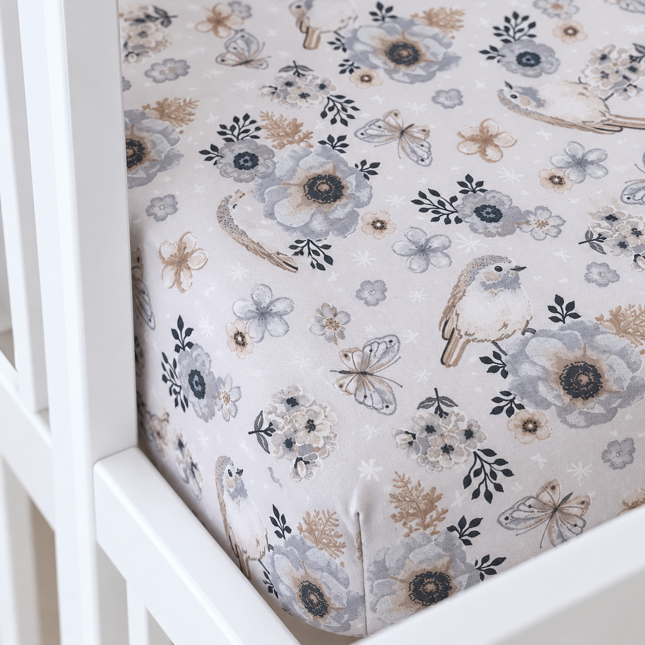 Lenzuolo con angoli culla 100% cotone uccellini floreale lettino letto SnuzPod OEKO-TEX UK foto 2