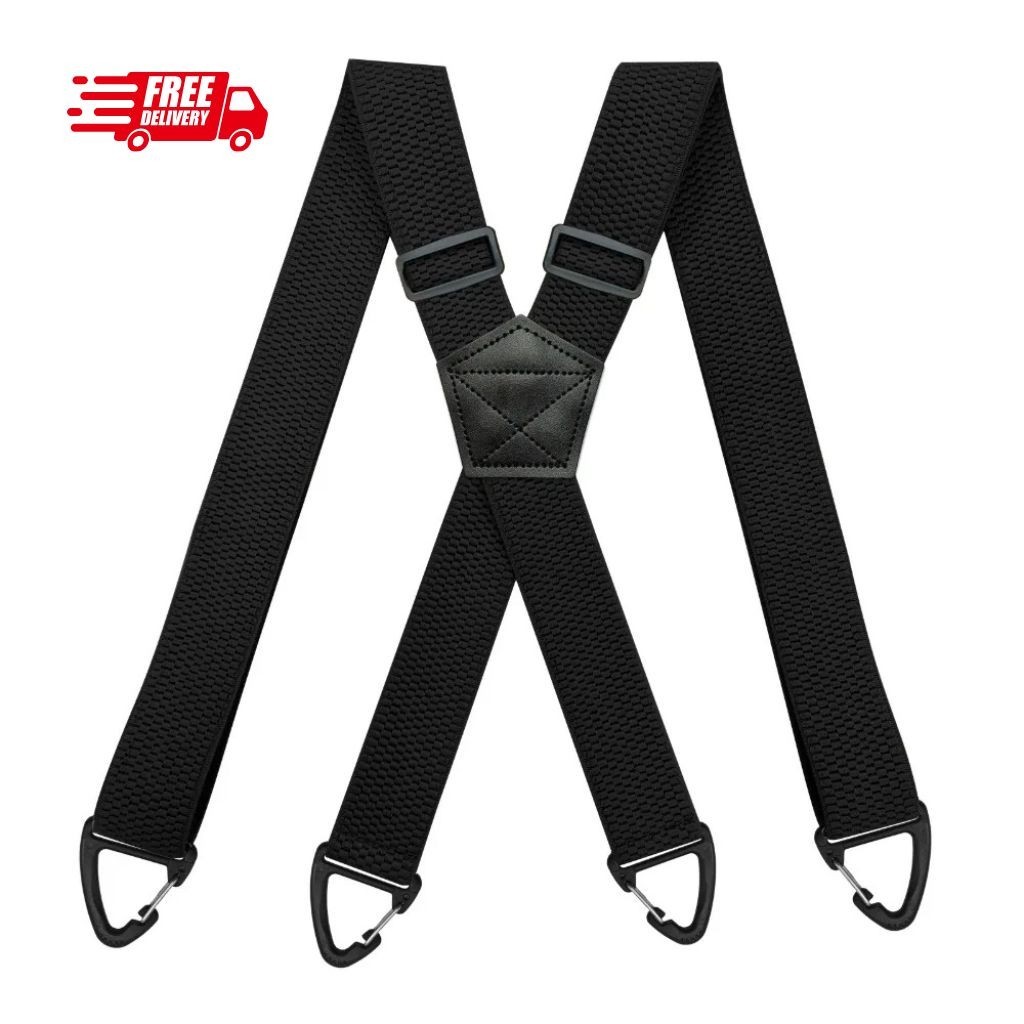 Men's Heavy Duty X-Back Suspenders Adjustable Elastic 4 Clip Work Braces