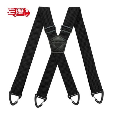Men's Heavy Duty X-Back Suspenders Adjustable Elastic 4 Clip Work Braces