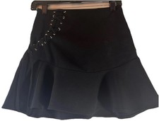Express Size 2 Black Side Lace Up A-Line Flare Mini Skirt Party Goth Punk Grunge