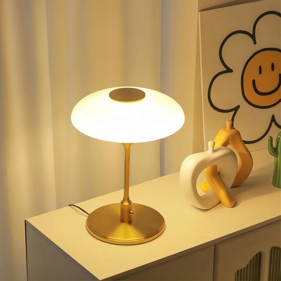 Lámpara de Mesa ZeniLife, Lámpara de Mesita de Noche Moderna de Metal y Vidrio, Lámpara de Mesa Decorativa Foto 4 de 4