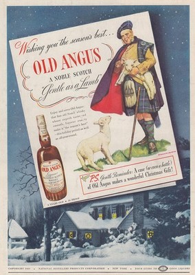 1939 Old Angus Scotch: Wishing You the Seasons Best Vintage Print Ad