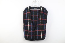 Vintage 80s 90s Streetwear Womens Medium Wool Blend Textured Knit Sweater Vest