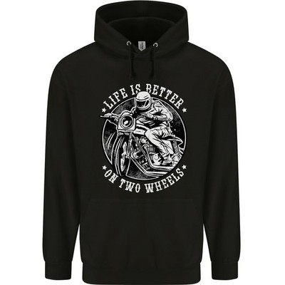 Life Is Better On Two Wheels Mens 80% Cotton Hoodie