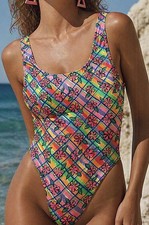 Vtg Late 1980's /1990's Daffy Waterwear Swimsuit Retro Junior's 9/10 Medium