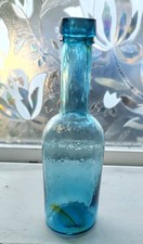 HAMMER WHITTLED CORNFLOWER BLUE KEY MOLD BASE SAMPLE WHISKEY CYLINDER BOTTLE