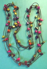 Vintage Colorful TAGUA NUT Beaded Multi Stranded String Necklace