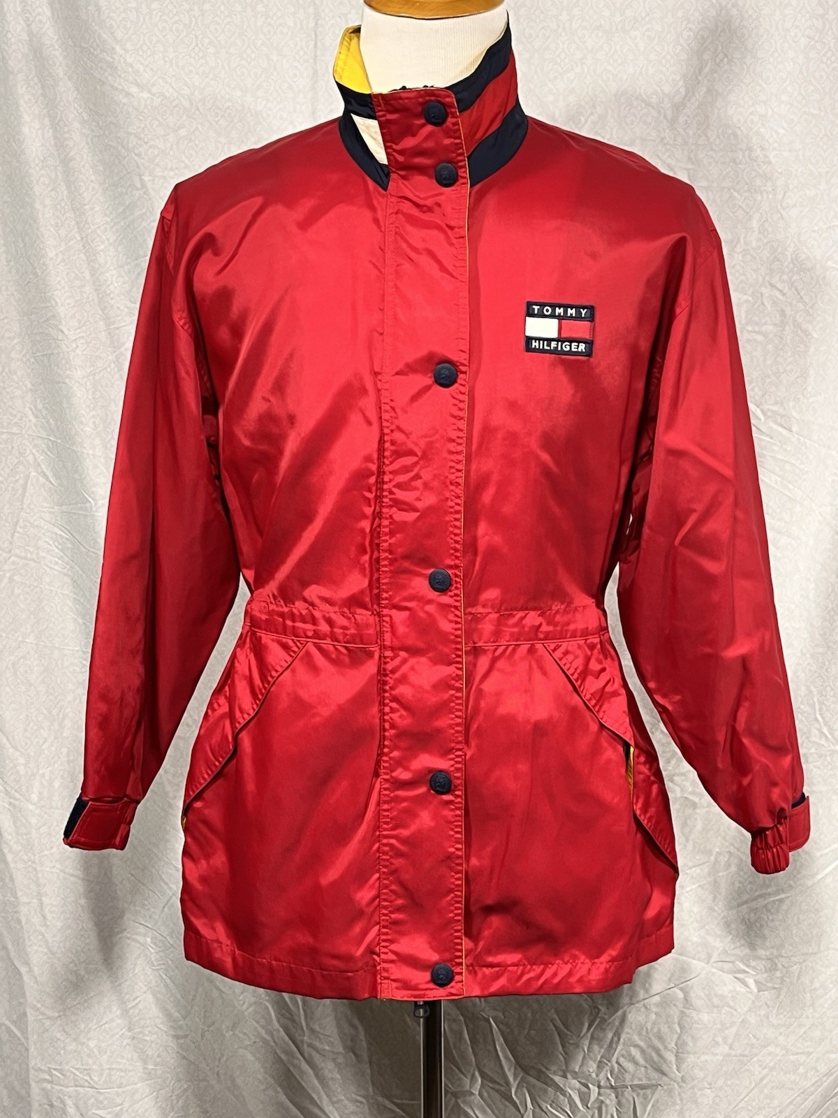 Vintage Tommy Hilfiger Red Jacket Womens Small Colorblock Lined 90s