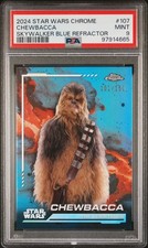 2024 Topps Chrome Star Wars 107 Chewbacca Skywalker Blue Refractor PSA 9