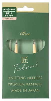 Clover Stricknadeln: Rund: Fest: Drehbar: Pro Takumi Bambus: 40Cm X 8,00Mm