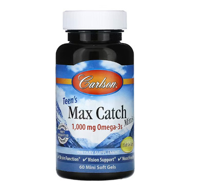 Carlson, Teen's Max Catch Minis, 1.000 mg, 60 Mini-Weichkapseln