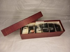 SET 6 Vintage REAL HORN SECTION NAPKIN Serviette RINGS Made In England BOXED
