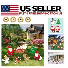 8-Piece Heavy-Duty Christmas Yard Signs - Festive Multicolor Outdoor Decor