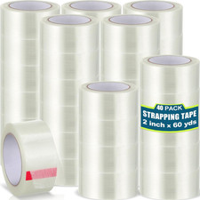 40 Rolls Strapping Tape Bulk 2 Inch X 60 Yards 5.5 Mil Fiberglass Filament Tape