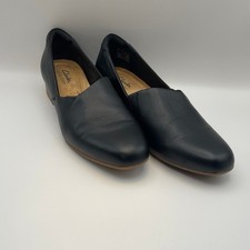 Clarks Collection Juliet Palm Black Leather Slip On Loafer Shoes Womens 7.5 EUC