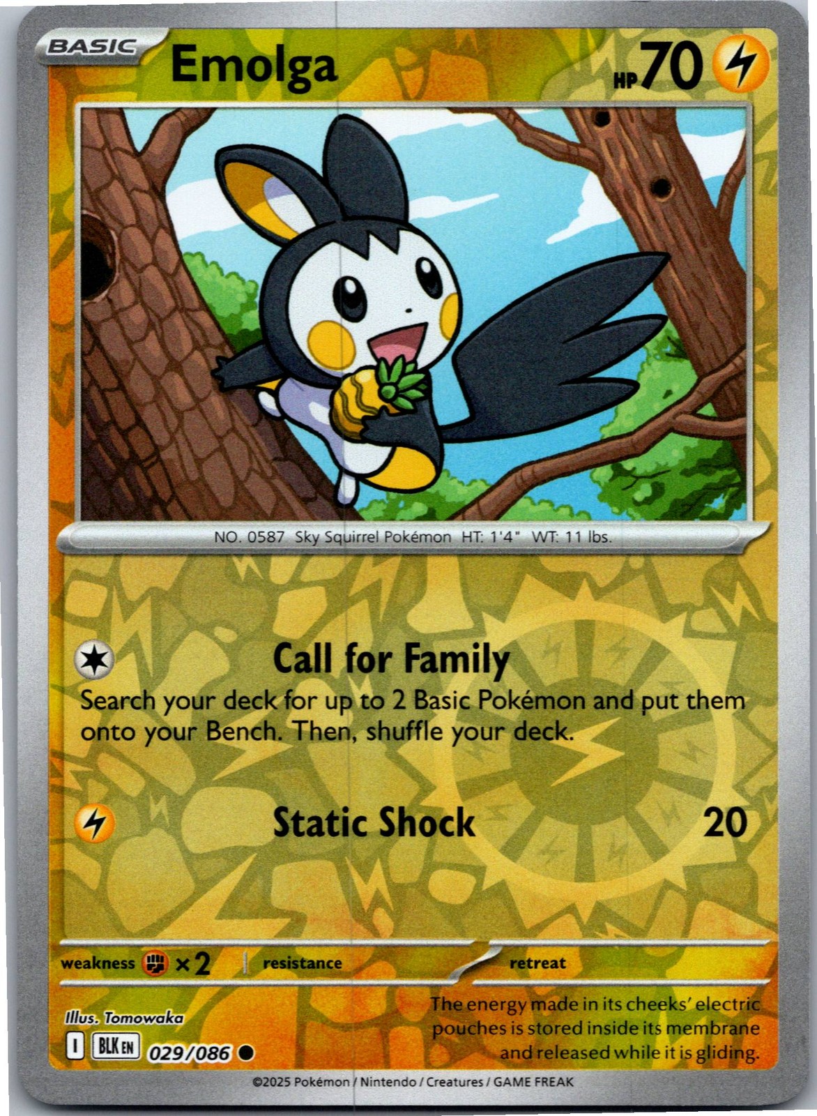 Emolga - SV: Black Bolt 029/086 - Common - NM Pokémon TCG