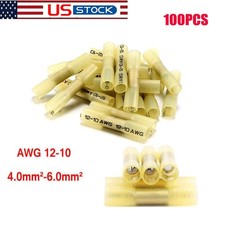 AWG 12-10 Gauge Heat Shrink Crimp Terminals Wire Butt Electric Connector 100PCS