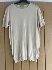 John Smedley Sea Island Cotton Beige Tshirt Size S