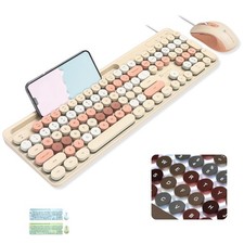 X9 Wired Backlit Keyboard Mouse Combo Round Keycaps 109 Silent Keys Phone Dock