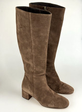 J. McLaughlin Calf-High Boots Size 7 US Suede Leather Brown Made in Spain