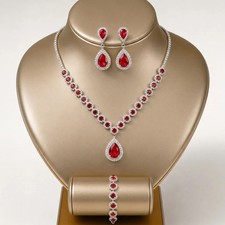 Fashion Bridal Necklace Ear Stud Bracelet Three-piece Set