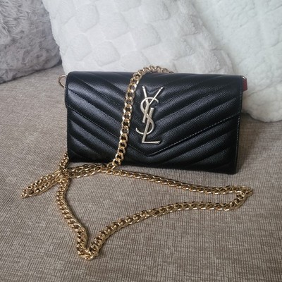 Saint Laurent Large YSL Grain de Poudre Leather Flap Wallet