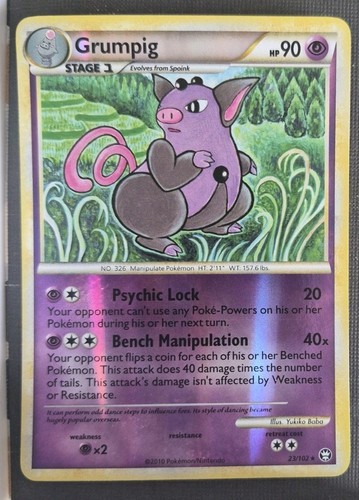 Pokemon Grumpig 23/102 HeartGold & Soulsilver Triumphant Reverse Holo LP