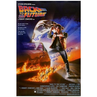 Michael J. Póster autografiado de la película Regreso al futuro de 1985 de Fox and Cast 27x39