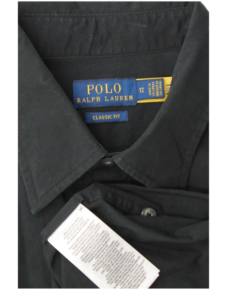 Camisa Polo Ralph Lauren Mujer Calce Clásico EE. UU. 12 Grande Algodón Negro BF16 Foto 3 de 3