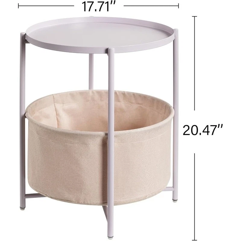 Removable Storage Basket Round End Table Versatile Accent Table All Spaces New - Image 4 of 4