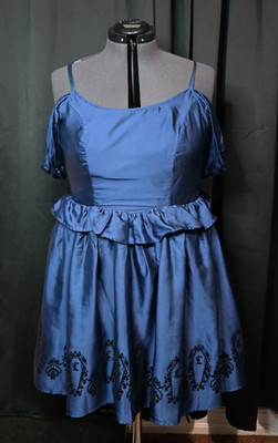 WB Blue Fit & Flare Knee Length Dress 2X Lace Up Interview with a Vampire 