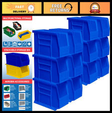 Space-Saving Stackable Plastic Storage Bins for Garage, Pantry, Craft - 12-Pack,
