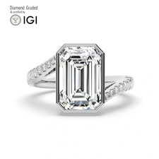 Emerald Diamond Engagement Ring Platinum Labgrown 3.30 Ct Solitaire