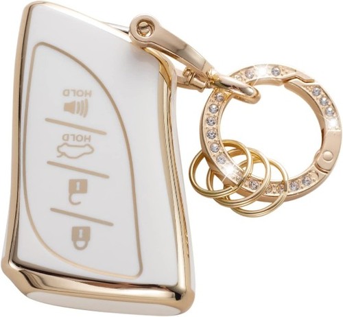 Key Fob Cover with Keychain, Key Shell Cover for Smart Remote Con Color: White