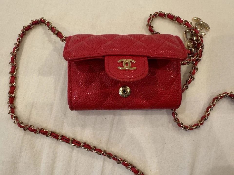 Chanel Rojo Caviar Mini Clásico Solapa Cintura Bolso/Cinturón Foto 2 de 4