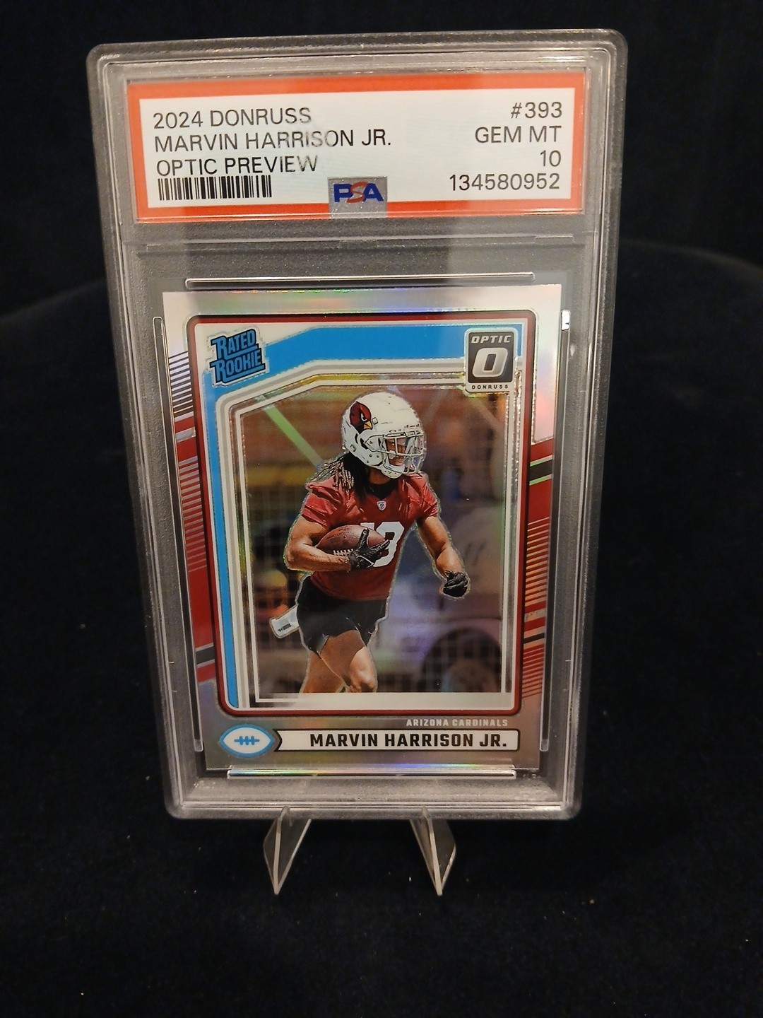 2024 Panini Donruss - Rated Rookie Marvin Harrison Jr. #393 Optic Preview PSA 10 view 5
