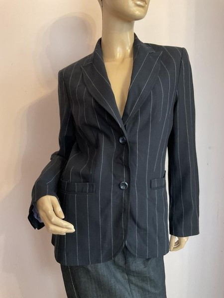 Women Peter Hahn Blazer Black Wool 38 / M / 46 #C86H