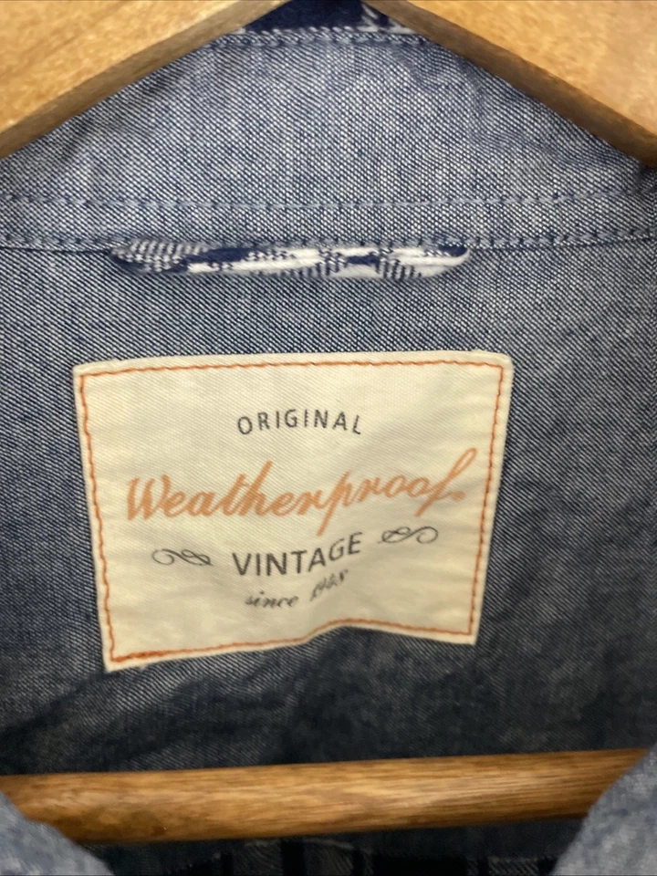 Weatherproof Flannel Shirt Mens XL Blue & White Plaid Long Sleeve Button Down - Image 3 of 4