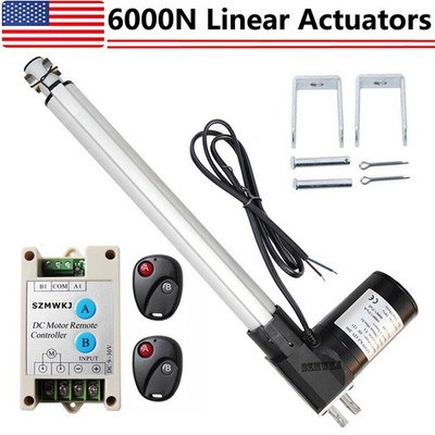 Electric 16'' 6000N 1320lbs Lift Linear Actuator + Remote Control 12V DC Motor IG