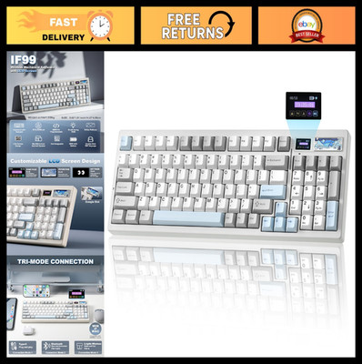 Wireless Mechanical Gaming Keyboard with Smart LCD, RGB, Hot Swap, 96% Layout, B