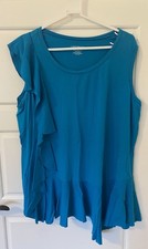 Top para mujer Lane Bryant sin mangas con volantes asimétricos verde azulado talla 18/20