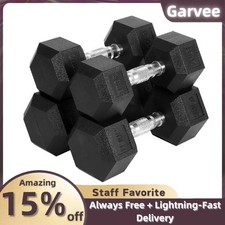 Rubber Encased Hex Dumbbell Set 100 Lb Home Gym Weights Pair 20 30 lb Training