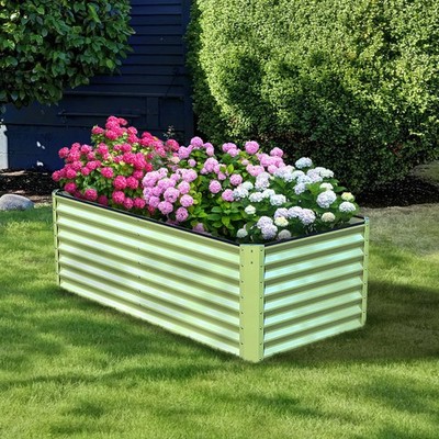 SAVANA GALVANIZED STEEL RAISED GARDEN BED 72''L×36''W×24''H - MINT GREEN