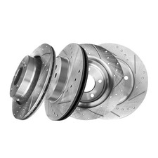 PM Auto Set of 4 Front 300mm-Rear 294mm Drilled Slotted Brake Disc Rotors For...