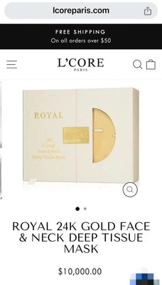 12 Pack - Royal 24K Gold Face & Neck Deep Tissue Mask  - New 