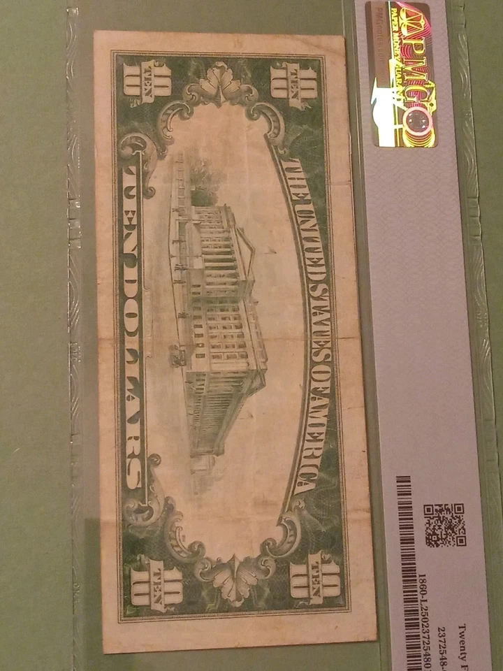 1929 $10 Federal Reserve Bank Note - San Francisco - FR.1860-L - Graded PMG 25 - Image 4 of 4