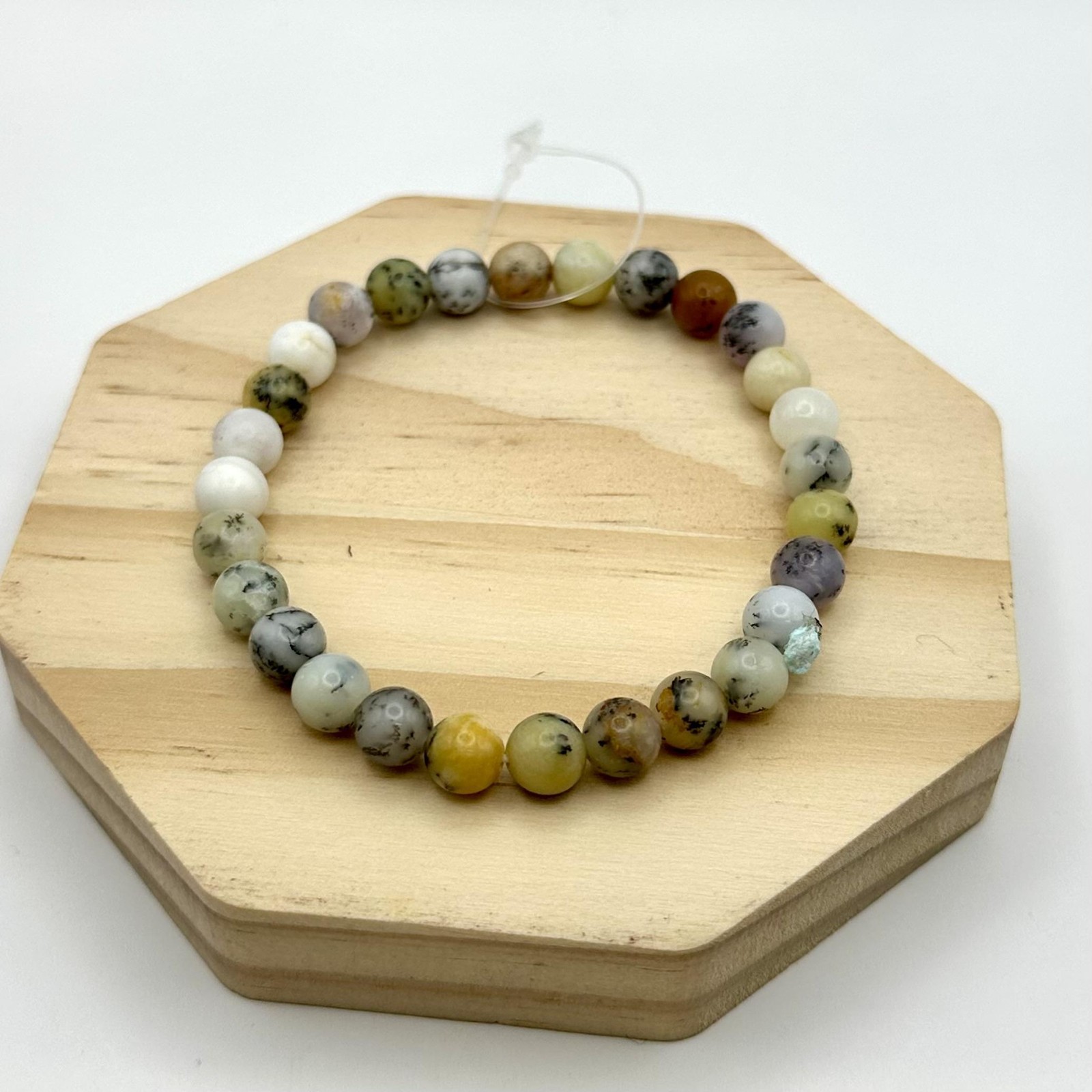 Bracelet élastiqué boules en pierre opale D6mm pour femme et homme en gemme ronde