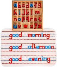 Kghios Montessori Wood Small Movable Alphabet with Box and Large Mat Preschool S